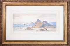 Antique Signed & Framed c.1890 Watercolour - Sailors at Dawn