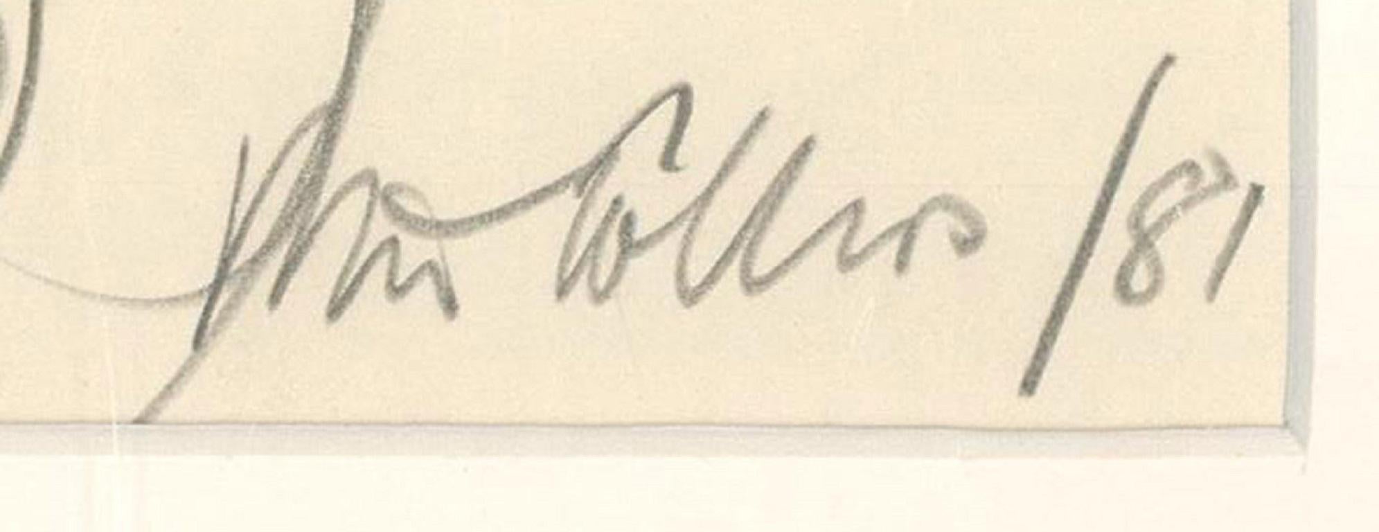Drawing Graphite de Peter Collins ARCA, signé 1981, Femme de profil en vente 3
