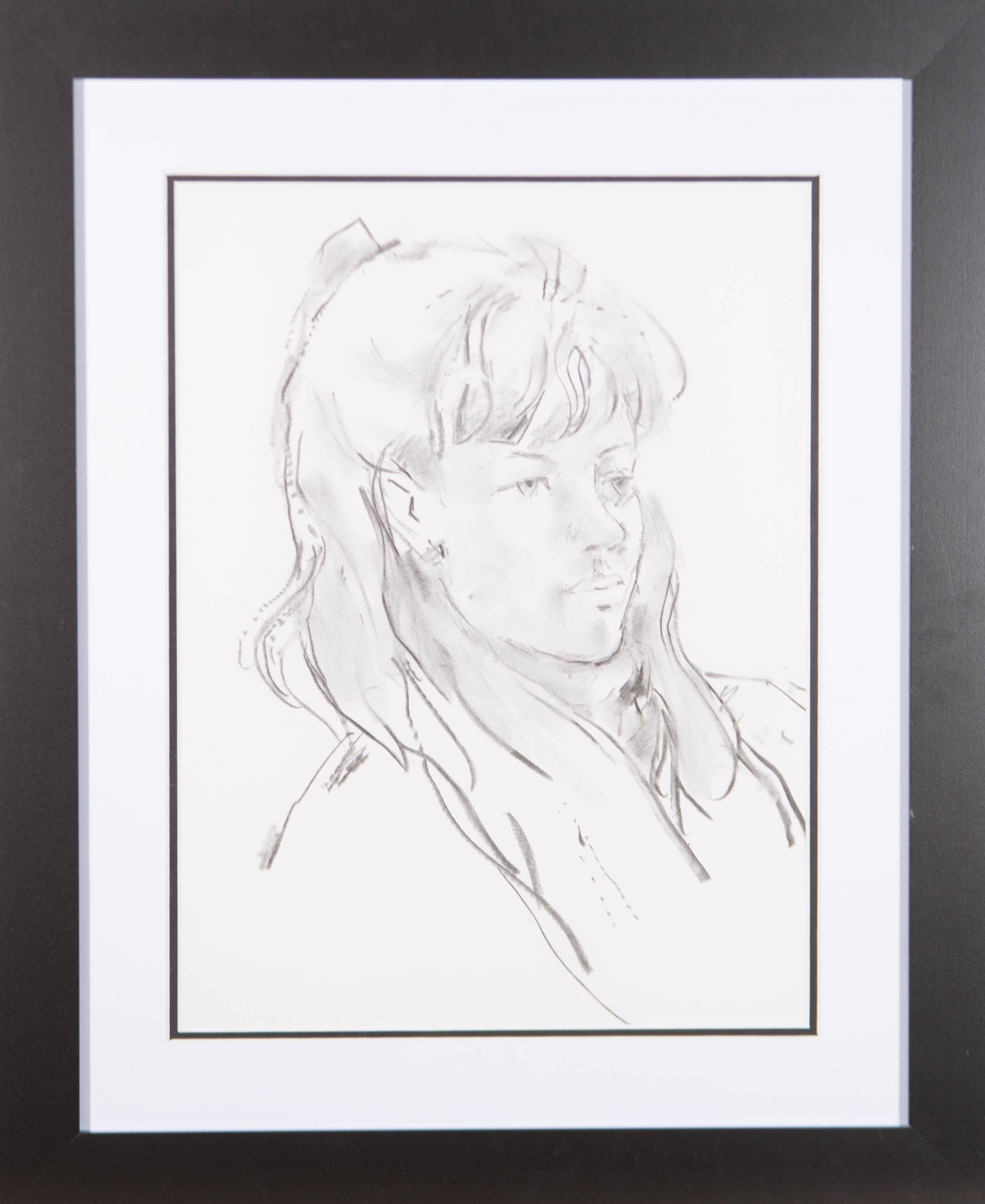 Un magnifique portrait de jeune femme réalisé par l'artiste britannique classé Peter Collins. Très bien présenté dans un cadre noir contemporain avec double carte de montage. Non signée. On a tissé.