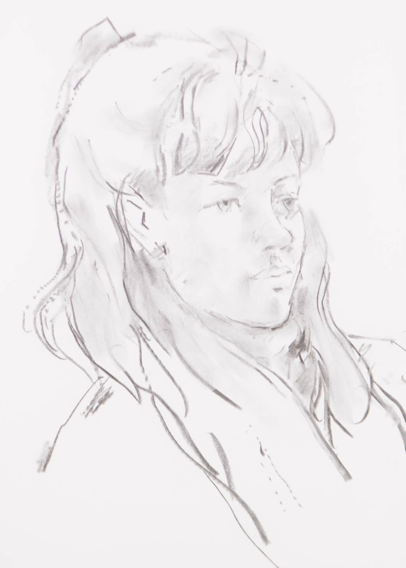 Un dessin au fusain encadré du 20ème siècle représentant une femme assise, Peter Collins ARCA en vente 1
