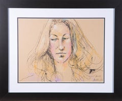 Vintage Peter Collins ARCA - Framed 1979 Pen and Ink Drawing, Blonde Woman