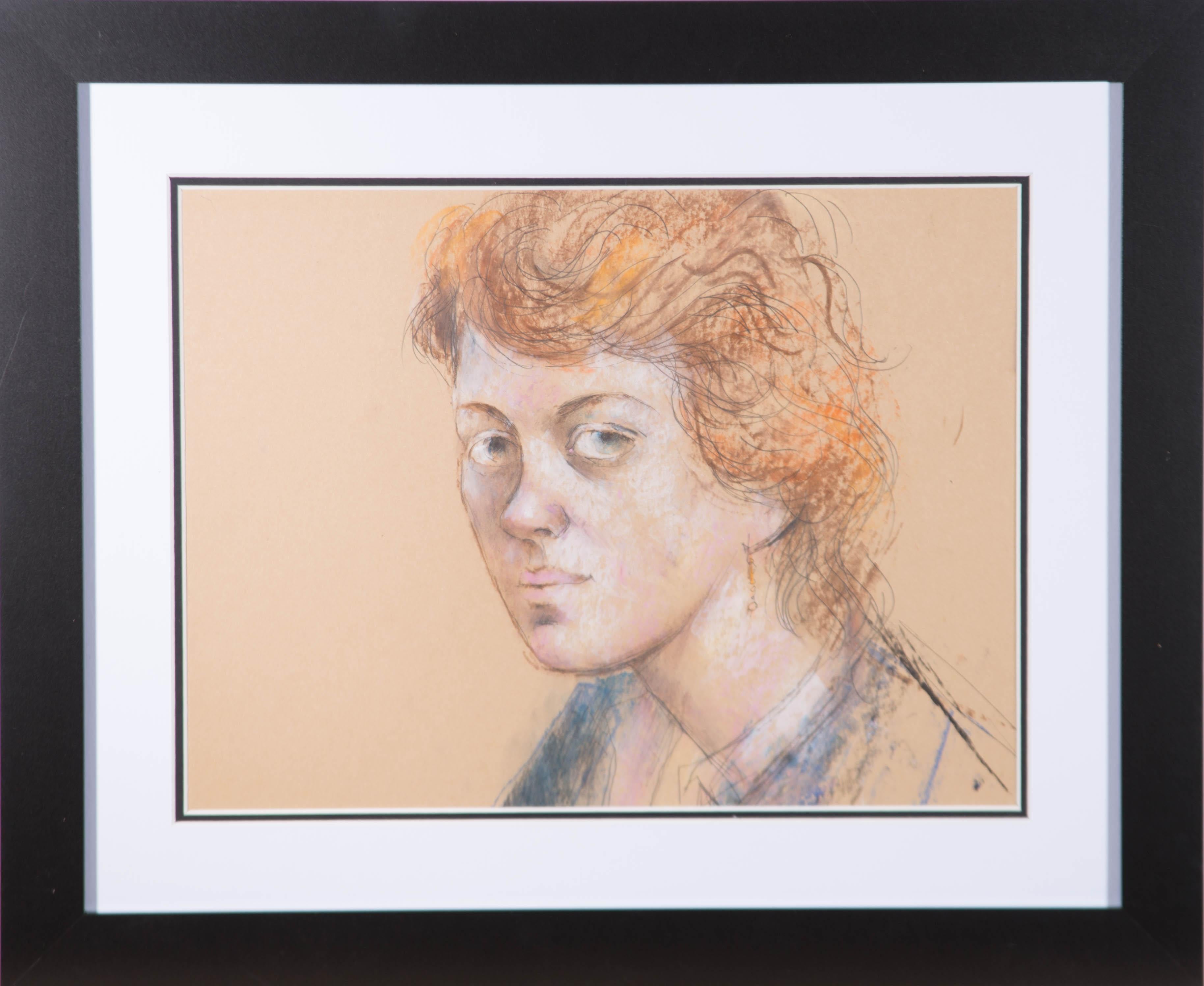 Portrait Peter Collins ARCA - ARCA Peter Collins Pastel encadré du 20ème siècle, étude en tête de lit