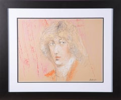 Peter Collins ARCA - Signé 1980 Pastel, Head Study II