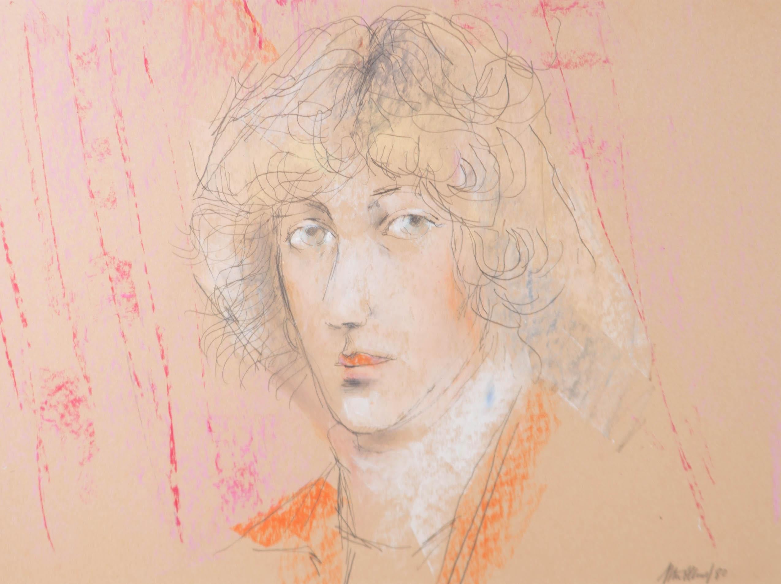 Peter Collins ARCA - Signé 1980 Pastel, Head Study II en vente 1