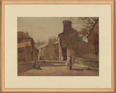 Vintage Walter Emsley (1860-1938) - 1924 Watercolour, Manchester Street Scene