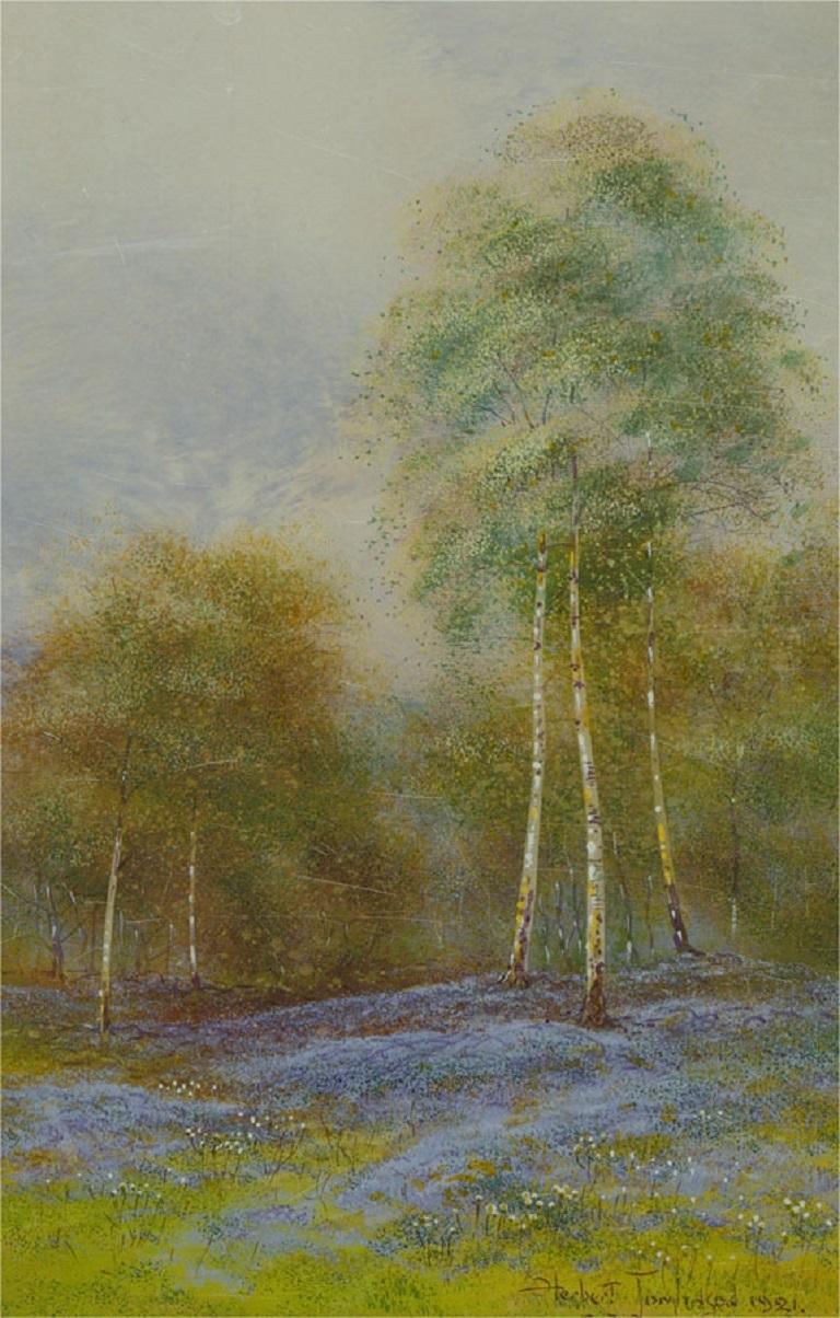 Herbert Tomlinson - Signed & Framed 1921 Gouache, Spring Woodland For Sale 1
