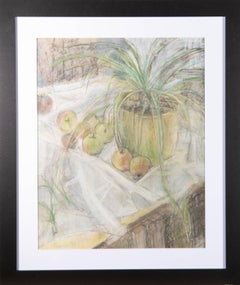 Val Hamer - 1994 Pastel, Planta en maceta y manzanas