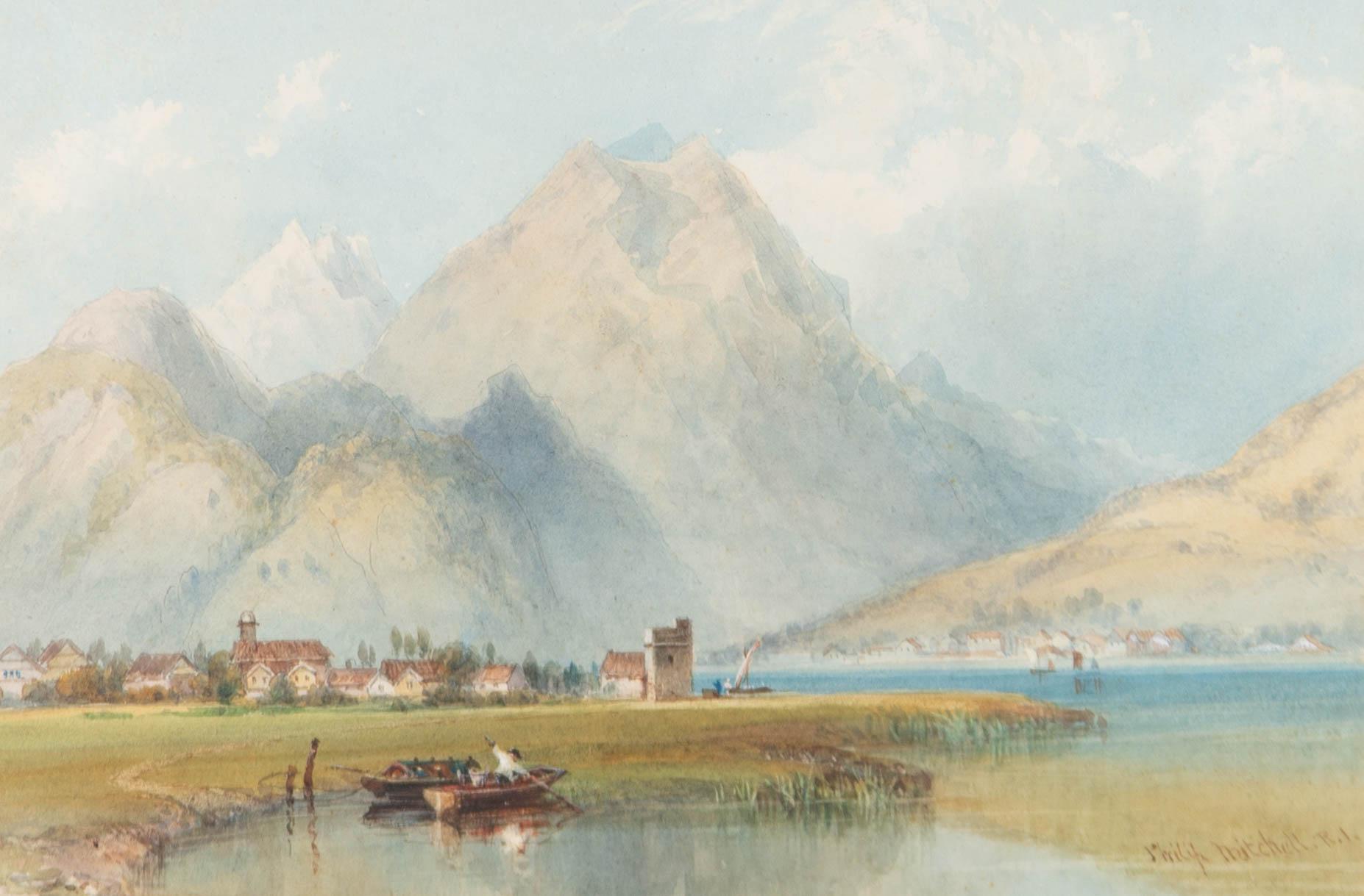 Philip Mitchell RI (1814-1896) - Mid 19th Century Watercolour, Alpine Landscape For Sale 1