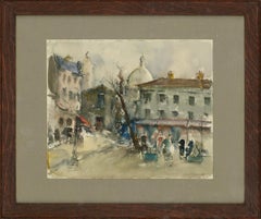 Guillaume - Signed & Framed Contemporary Watercolour, Winter Streets