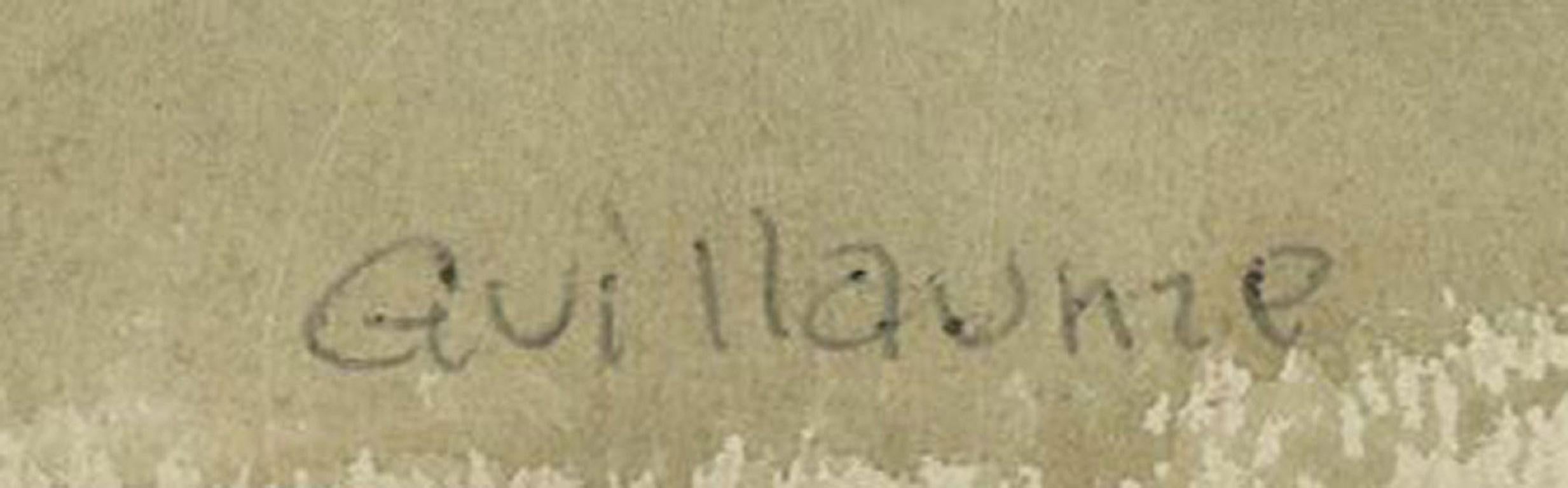 Guillaume - Acquerello contemporaneo firmato e incorniciato, Strade d'inverno in vendita 3