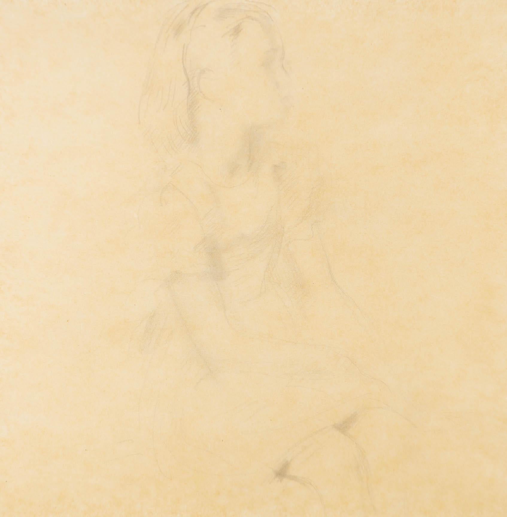 Alfred Kingsley Lawrence RA (1893-1975) - Graphite Drawing, Young Girl For Sale 1