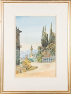 Vintage Framed Mid 20th Century Watercolour - Plazzo Vecchio
