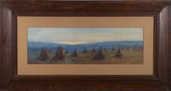 Clive Natt - Signed & Framed Mid 20th Century Watercolour, Stooks in the Eve