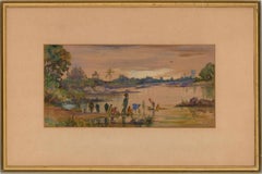 F.B. Yalavatti (fl.1930-1950) - Acuarela enmarcada de 1936, Buscando agua