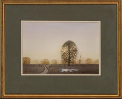 Vintage Geoffrey John Hall (b.1946) - 1984 Watercolour, Winter Country Lane