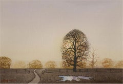 Geoffrey John Hall (b.1946) - 1984 Watercolour, Winter Country Lane