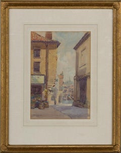 Vintage George H. Martin (fl.1905-1947) - 1907 Watercolour, Street Scene
