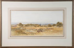 Antique Henry George Hine (1811-1895) - Watercolour, Distant View of the South Downs