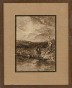 John Keeley RBSA 18491930 - Spätes 19. Jahrhundert Aquarell, Testing The Waters