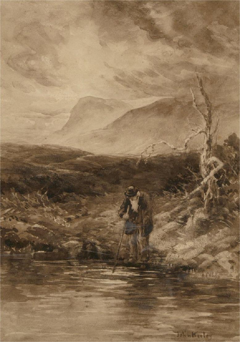 John Keeley RBSA 18491930 - Spätes 19. Jahrhundert Aquarell, Testing The Waters – Art von John Keeley RBSA 1849â€“1930