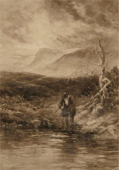 John Keeley RBSA 1849â€“1930 - Late 19th Century Watercolour, Testing The Waters