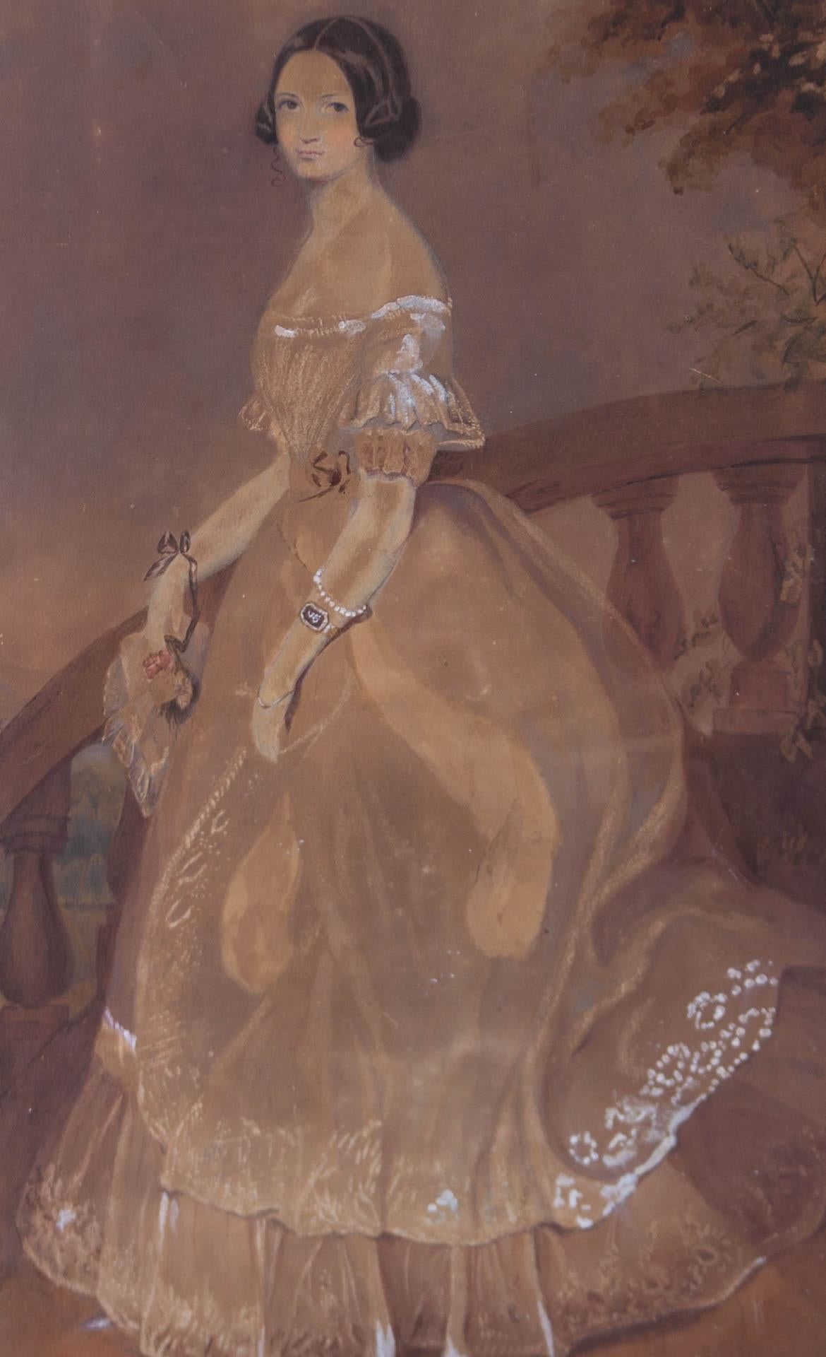 M. K. Walton - 1854 Aquarell, Der Debutante im Angebot 2