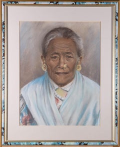 Vintage J. A. Hulbert (1900-1979) - Signed Mid 20th Century Pastel, Tibetan Woman