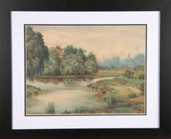 Antique H. Morant - 1894 Watercolour, Misty Wetlands
