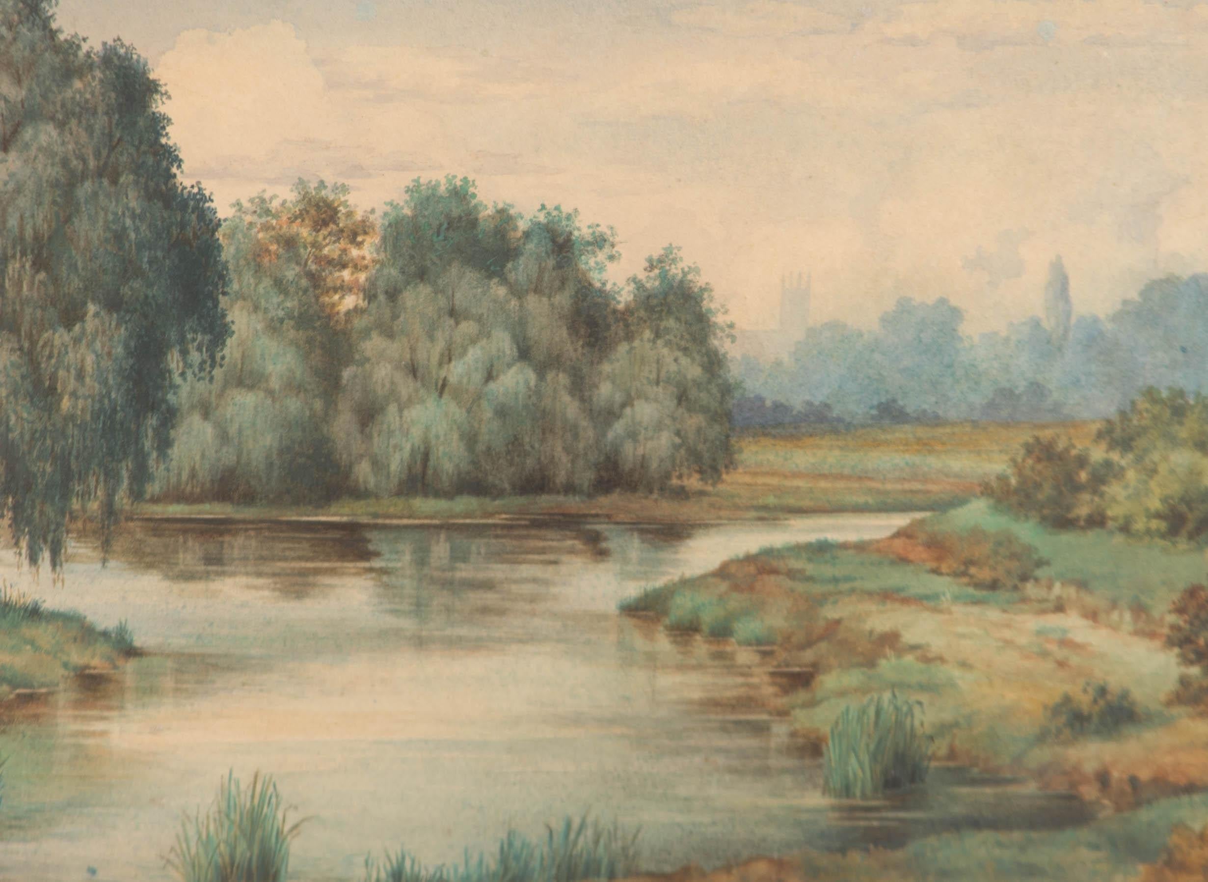 Aquarelle de H. Morant, 1894, Misty Wetlands en vente 1