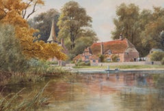 Early 20th Century Watercolour - Lake Scene with Figures