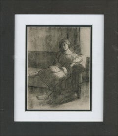 Peter Collins ARCA - Zeichnung mit Bleistift und Tusche, sitzende Figur II