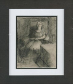 Peter Collins ARCA - Zeichnung mit Stift und Tusche, sitzende Figur, 20. Jahrhundert