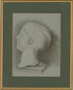 Niccola Santirelli Delegro - c.1815 Graphite Drawing, Classical Female Head