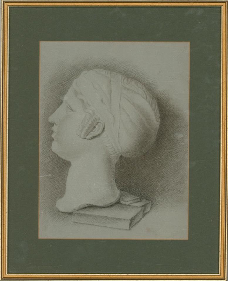 Niccola Santirelli Delegro - c.1815 Graphite Drawing, Classical Female Head 2