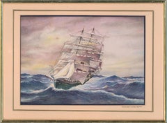 T. J. Profit - Signed & Framed 1984 Watercolour, Thermopylae Rounding Cape Horn