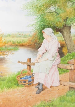 Colin Luckett - Signed & Framed 2009 Watercolour, Lady in Pink