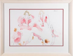 Vintage Peter Collins ARCA - 1980 Watercolour, Figure Study in Pink