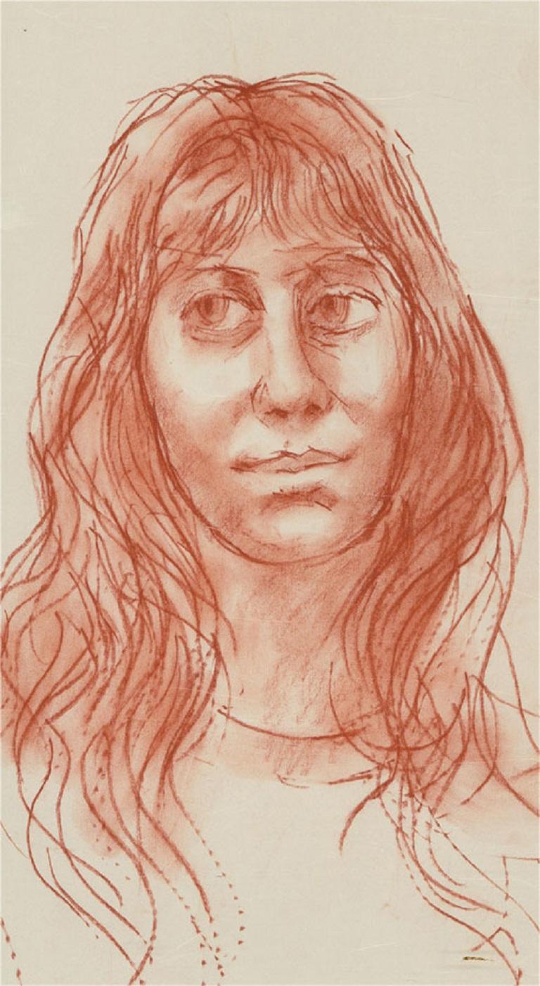 Peter Collins ARCA – Sanguine, langhaarige, langhaarige Frau, 20. Jahrhundert im Angebot 1