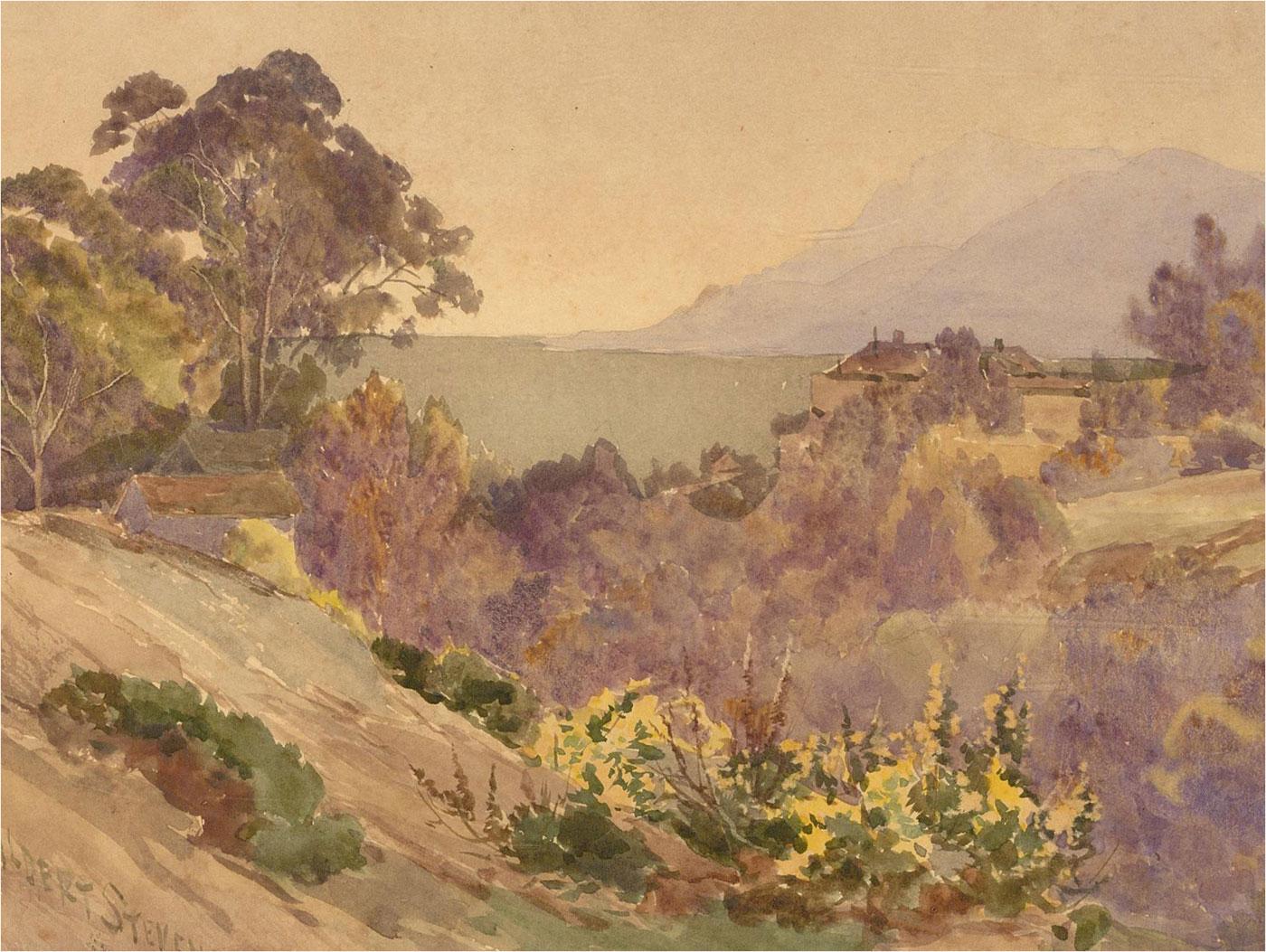 Albert Stevens (fl.1872-1902) - Late 19th Century Watercolour, Summer Landscape For Sale 1