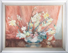 Vintage M.B.C - 1960 Watercolour, Spring Daffodils in a Vase