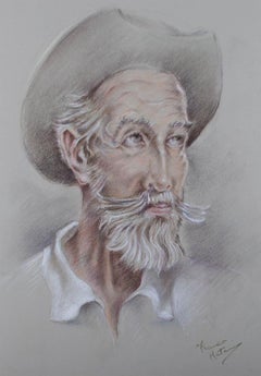 Franco Matania (1922-2006) - 20th Century Chalk Drawing, Old Man in Hat