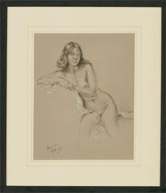 Franco Matania (1922-2006) - Signed & Framed 20th Century Pastel, Seated Nude