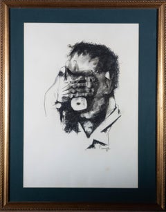 P. Sedumedi - 1971 Charcoal Drawing, Covering the Face