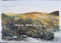 Harley Miller - Large 1999 Watercolour, Rail Freight in Scotland