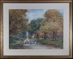 D.J.R. - Large Mid 20th Century Watercolour, Herding the Sheep