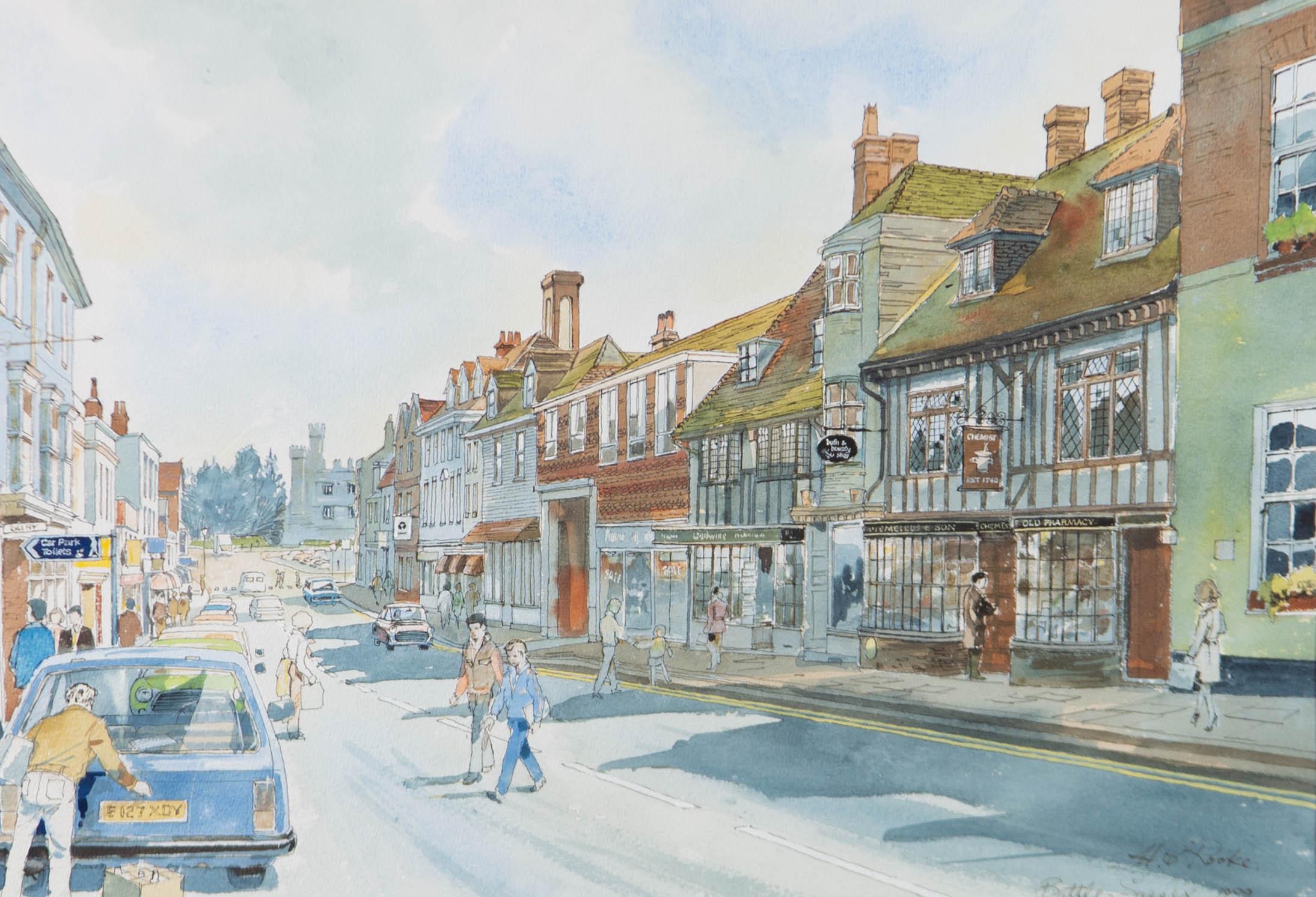 Chris Rooke (1912-2009) - Signed 1989 Watercolour, Battle, Sussex For Sale 2