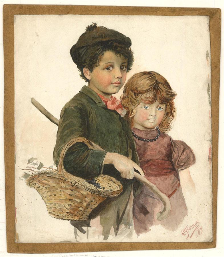 C. H. Jennings - 1898 Watercolour, Blackberry Pickers For Sale 1