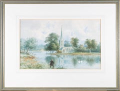 Antique 1871 Watercolour - Fly Fishing