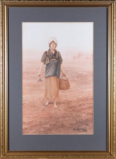 J.S. Yamamoto - Early 20th Century Watercolour, Working The Land