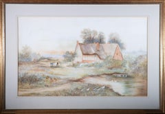 C.A. Horner - Aquarell des frühen 20. Jahrhunderts, Bauernlandschaft mit Pferdwagen